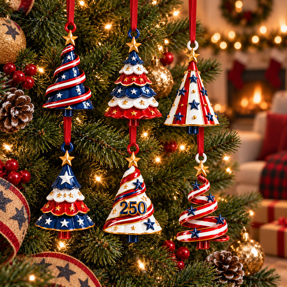 250th American Christmas Tree Ornament Gift Set NCU0HT140