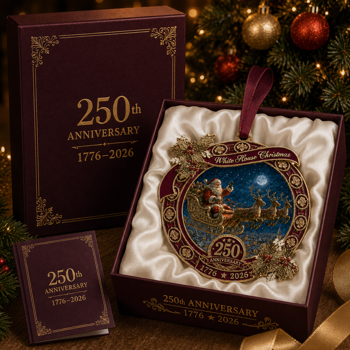 🎉250th Anniversary Edition Santa's Sleigh Scene Ornament