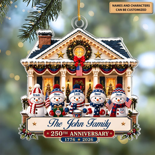 250th Anniversary Christmas Snowman - Personalized Custom Shape Mica Ornament - Christmas Gift For Family