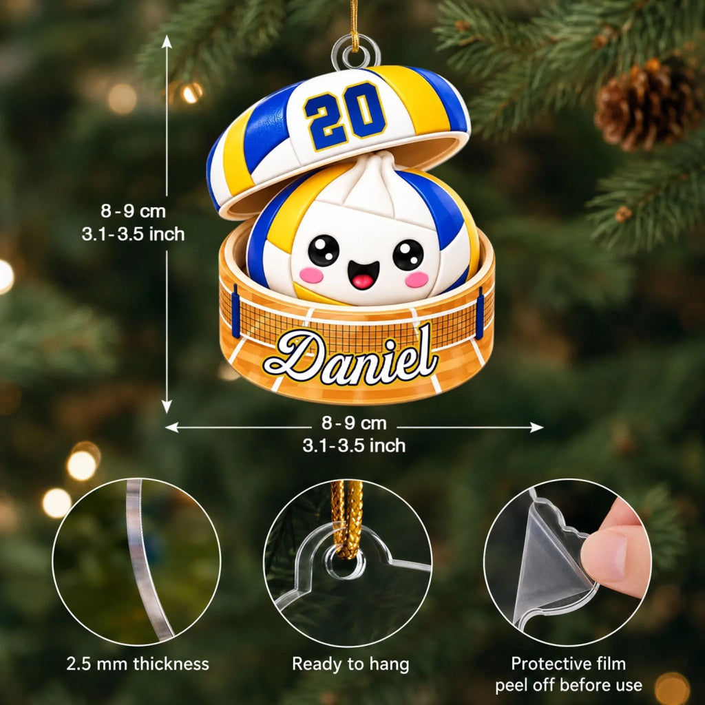 Sports Dumpling Squishy Style - Personalized Custom Shape Mica Ornament - Christmas Gift For Friends, Family