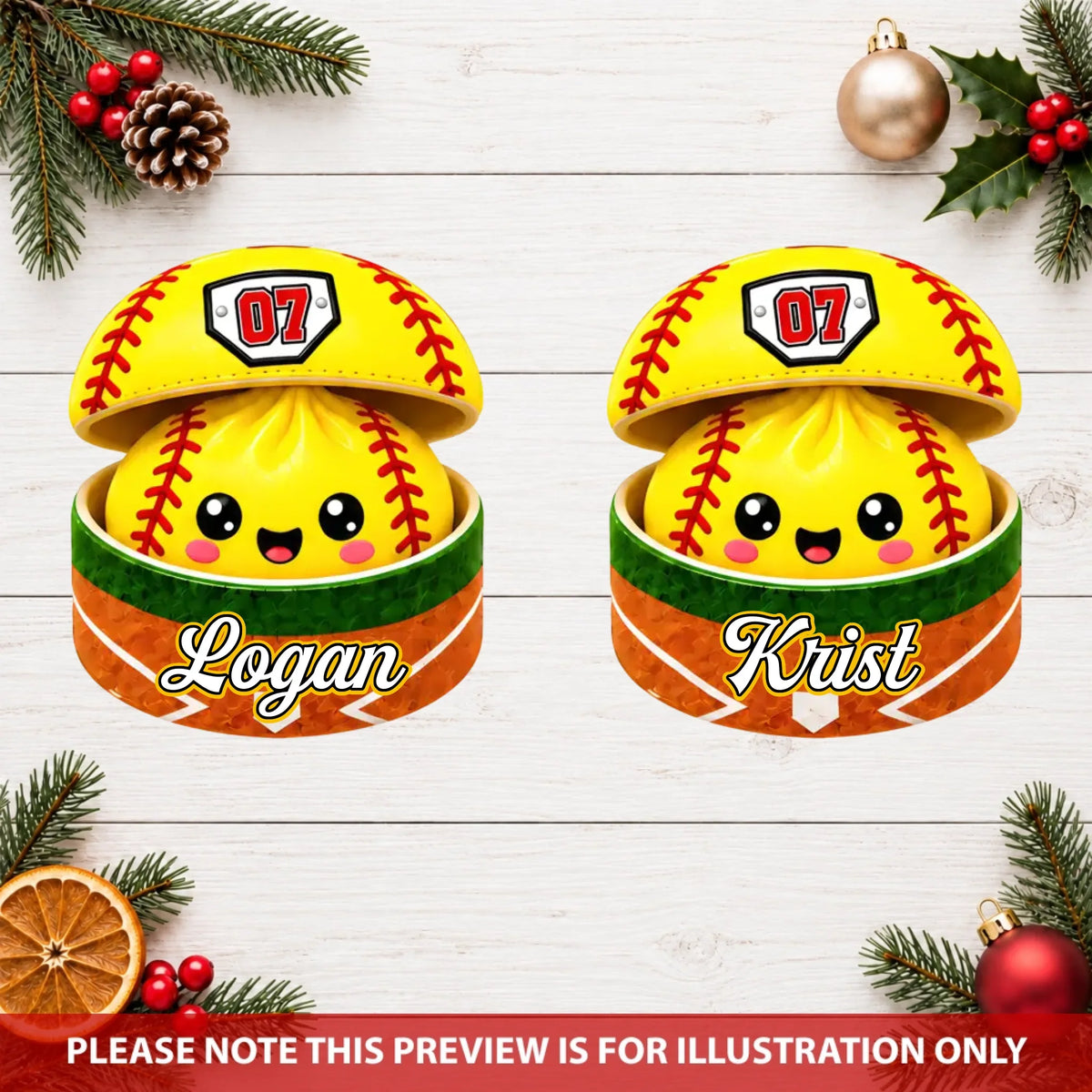 Sports Dumpling Squishy Style - Personalized Custom Shape Mica Ornament - Christmas Gift For Friends, Family