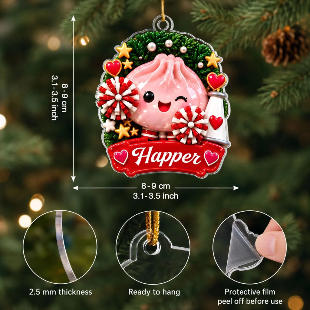 Dumpling Christmas Sports - Personalized Custom Shape Mica Ornament - Christmas Gift For Kids, Friends