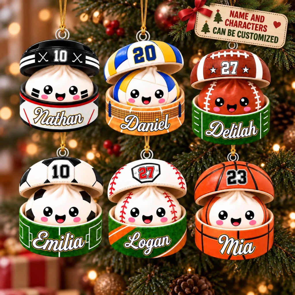 Sports Dumpling Squishy Style - Personalized Custom Shape Mica Ornament - Christmas Gift For Friends, Family
