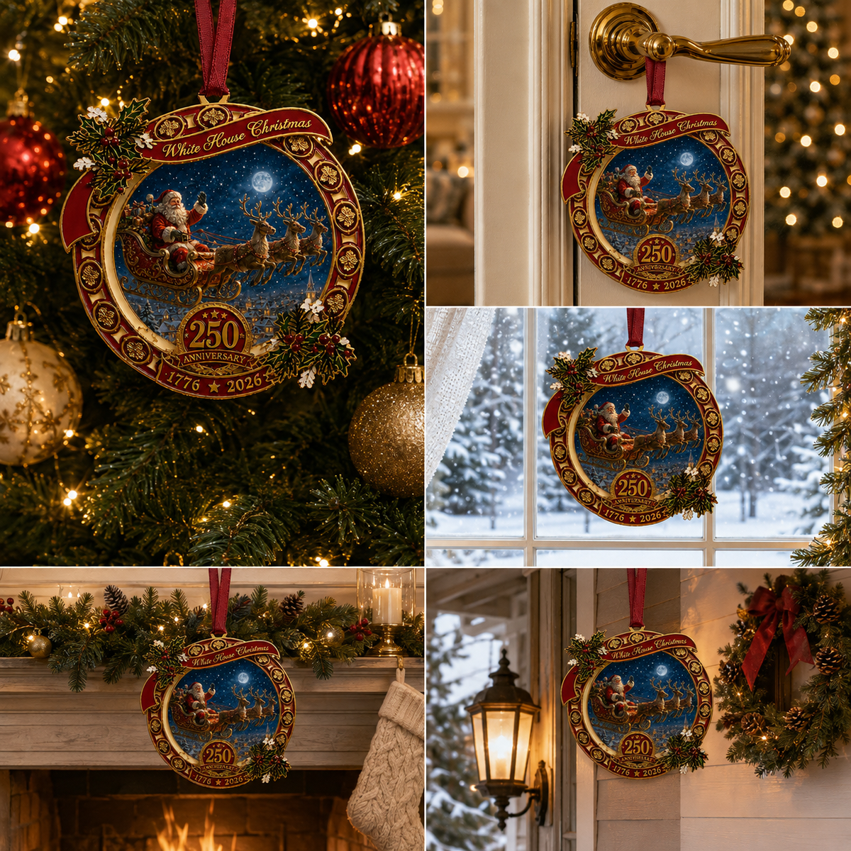 🎉250th Anniversary Edition Santa's Sleigh Scene Ornament