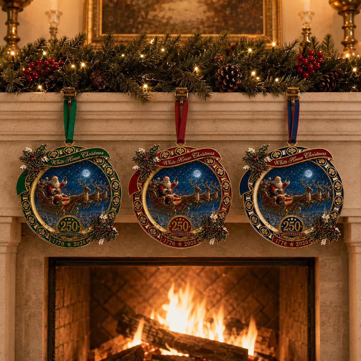 🎉250th Anniversary Edition Santa's Sleigh Scene Ornament