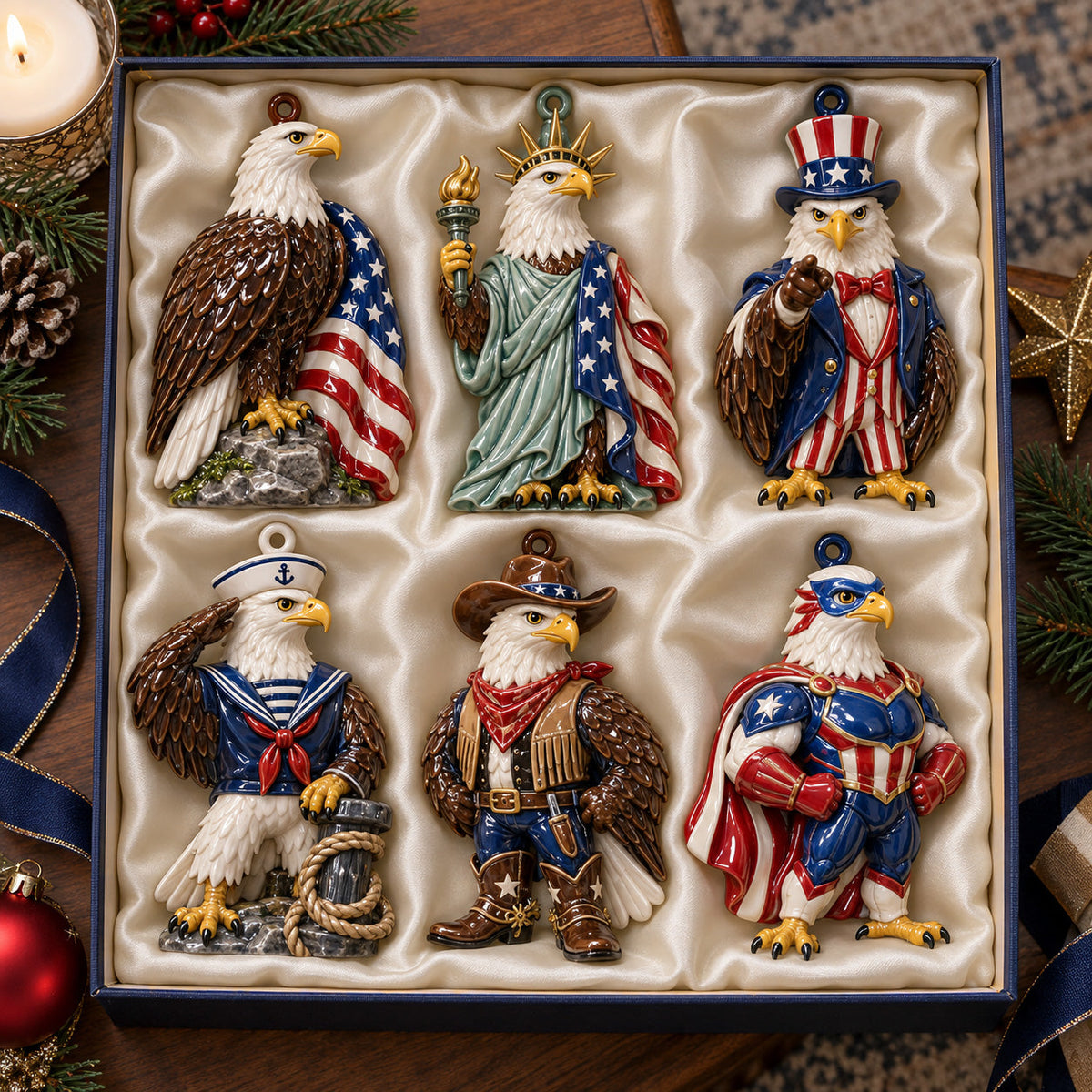 American Patriotic Eagle Ornament Gift Set NCU0HT143