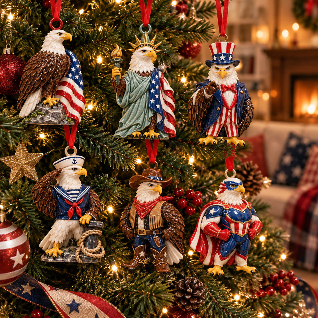 American Patriotic Eagle Ornament Gift Set NCU0HT143