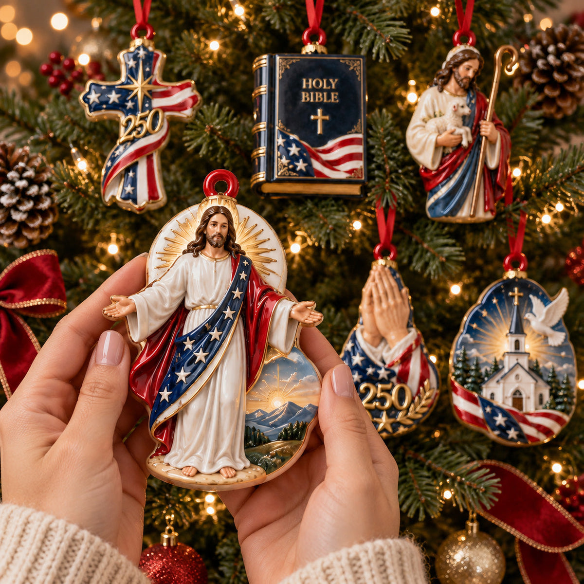 Blessed America Acrylic Ornament Gift Set NCU0HT156