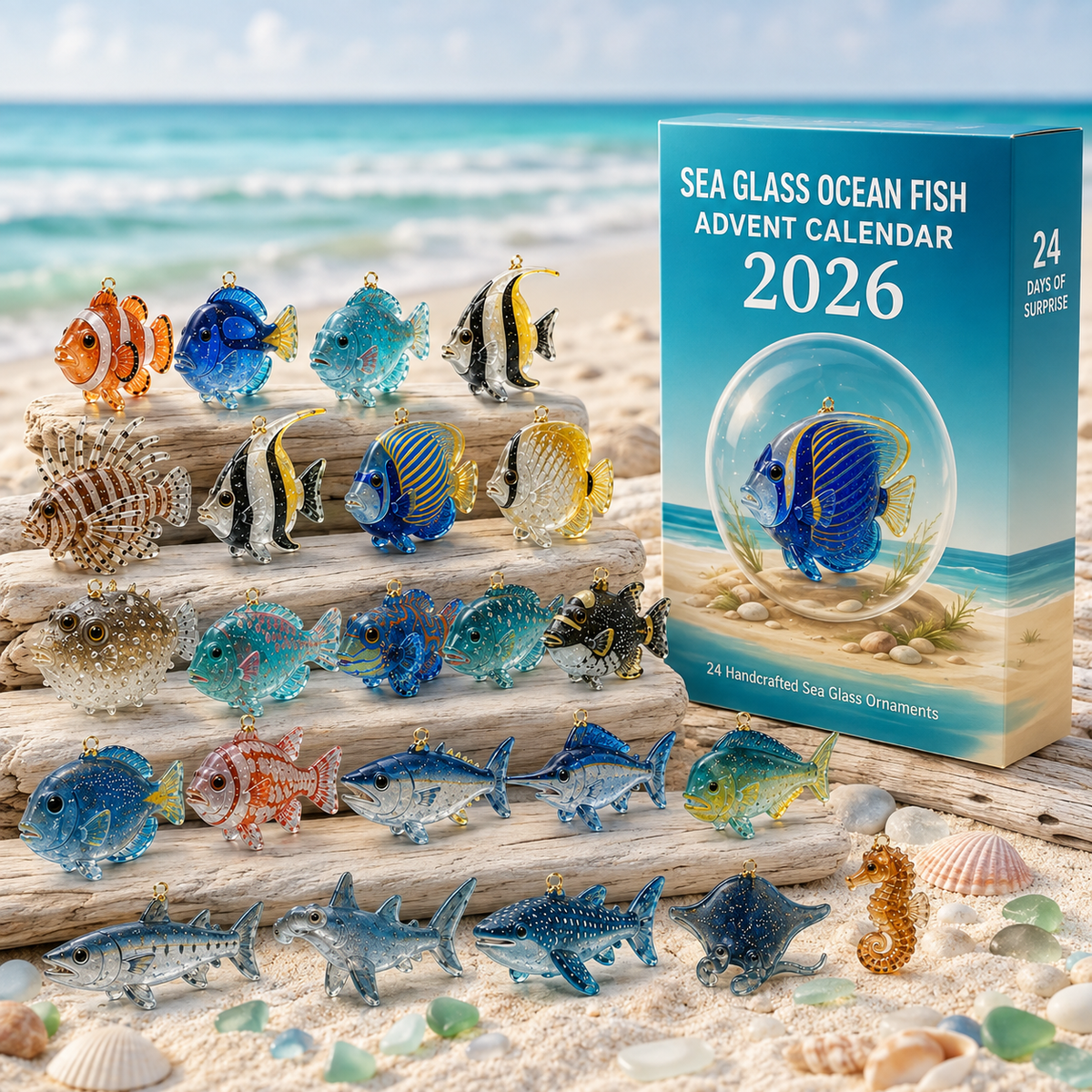 ❤️🔥Last 30pcs🔥2026 Sea Glass Ocean Fish Advent Calendar