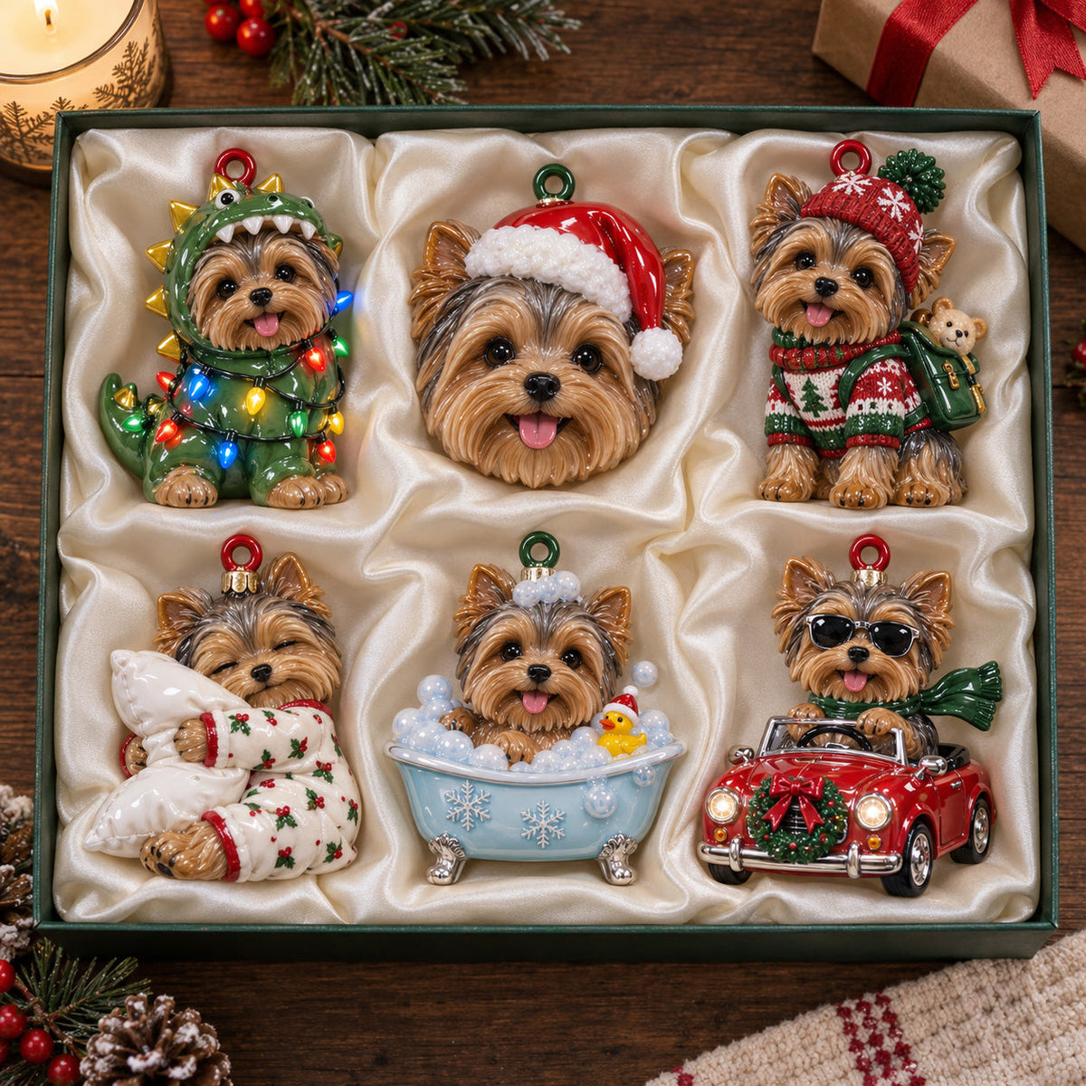 Christmas Yorkie Acrylic Ornament Gift Set NCU0HT151