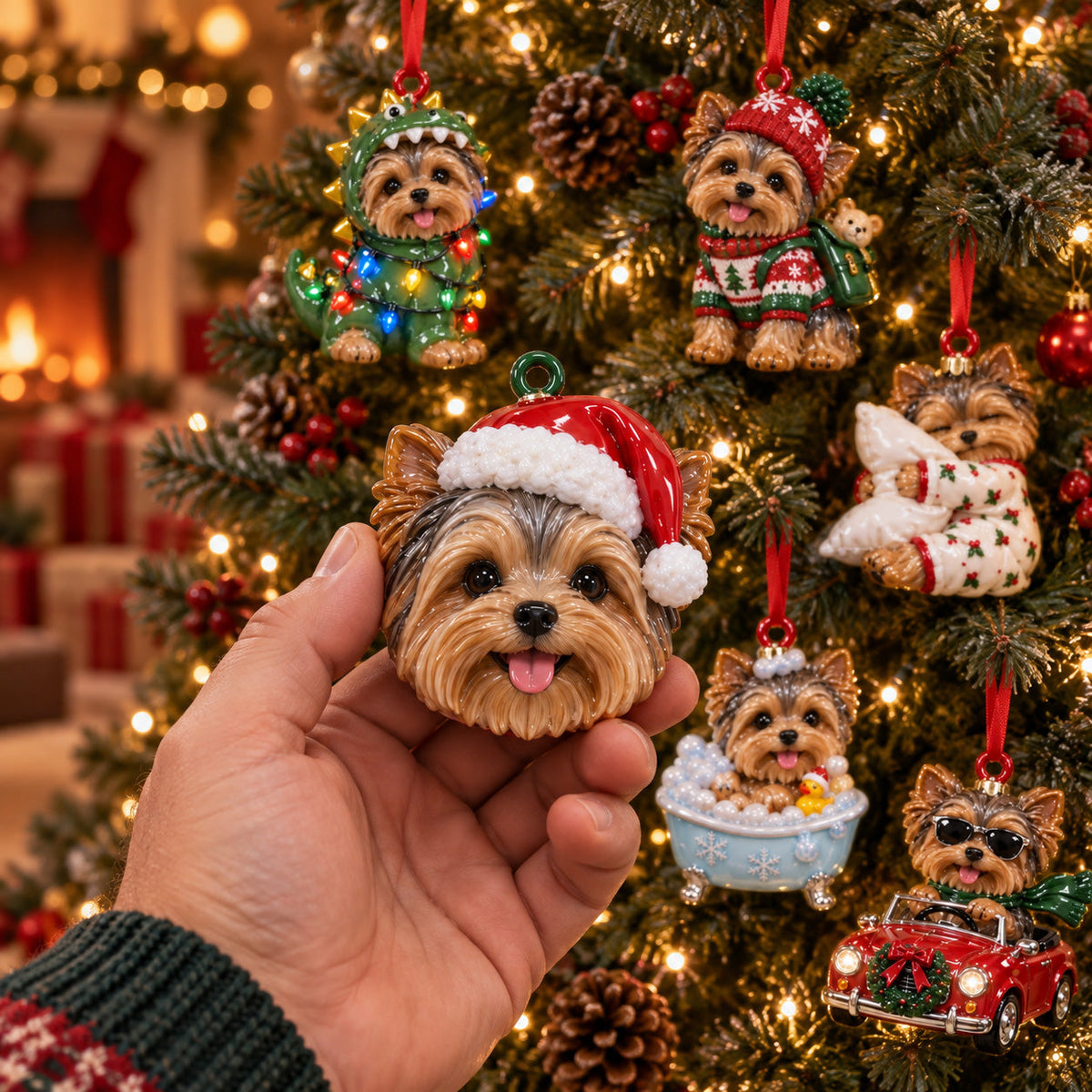 Christmas Yorkie Acrylic Ornament Gift Set NCU0HT151