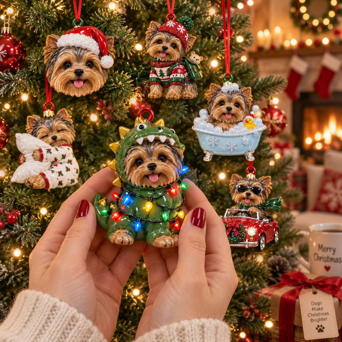 Christmas Yorkie Acrylic Ornament Gift Set NCU0HT151