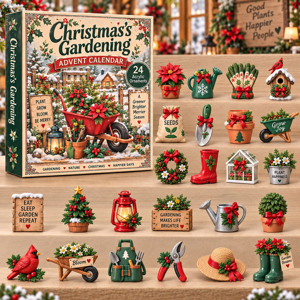 Christmas Gardening Advent Calendar 2026 - 24-Day Festive Countdown, Acrylic Charms Blind Box