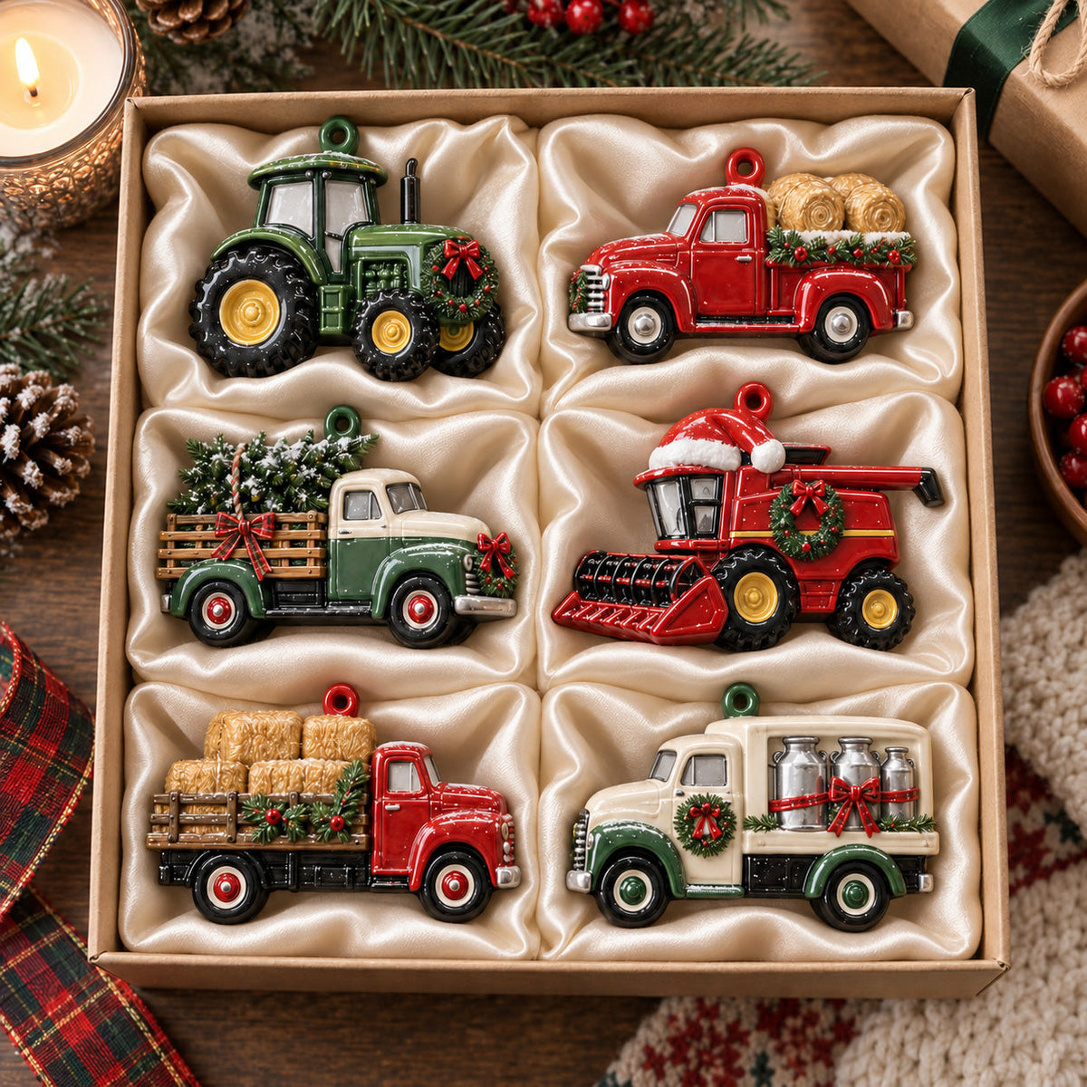 Festive Farm Truck Acrylic Ornament Gift Set NCU0HT154