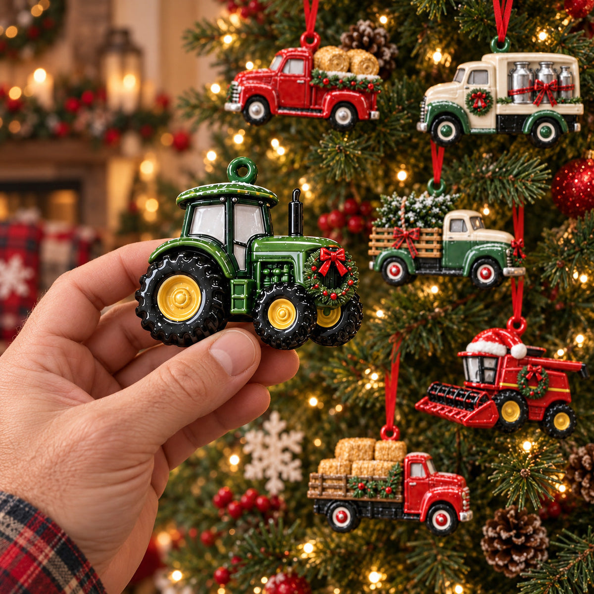 Festive Farm Truck Acrylic Ornament Gift Set NCU0HT154