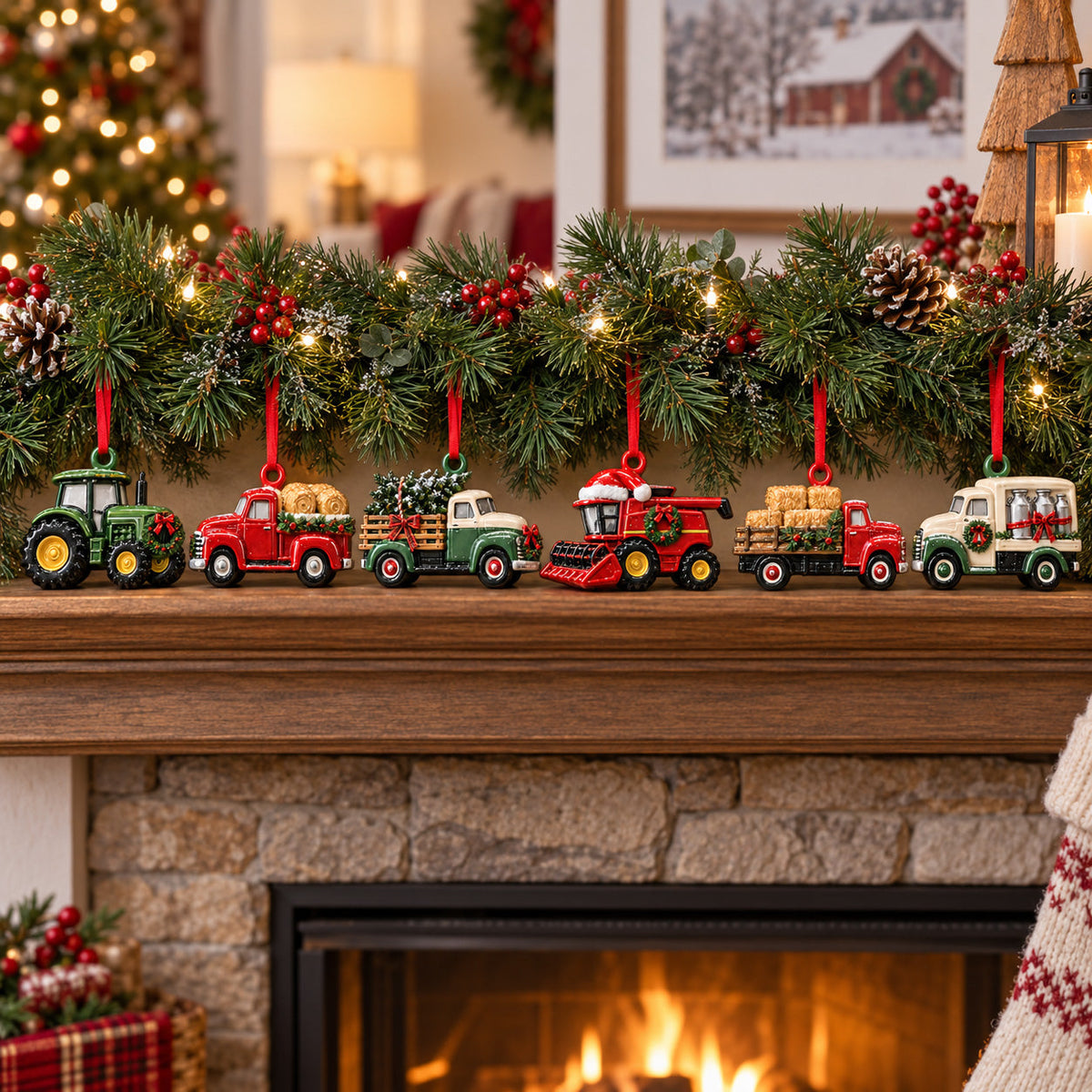 Festive Farm Truck Acrylic Ornament Gift Set NCU0HT154