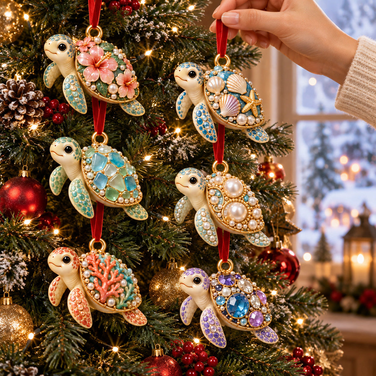 Gemstone Sea Turtles Acrylic Ornament Gift Set NCU0HT162