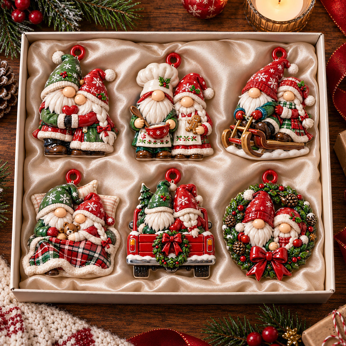 Gnome Couple Holiday Acrylic Ornament Gift Set NCU0HT165