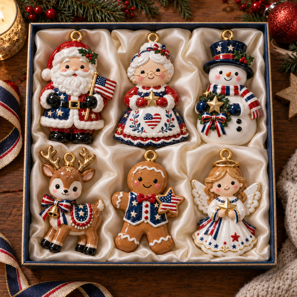 Patriotic Christmas Team Acrylic Ornament Gift Set NCU0HT158