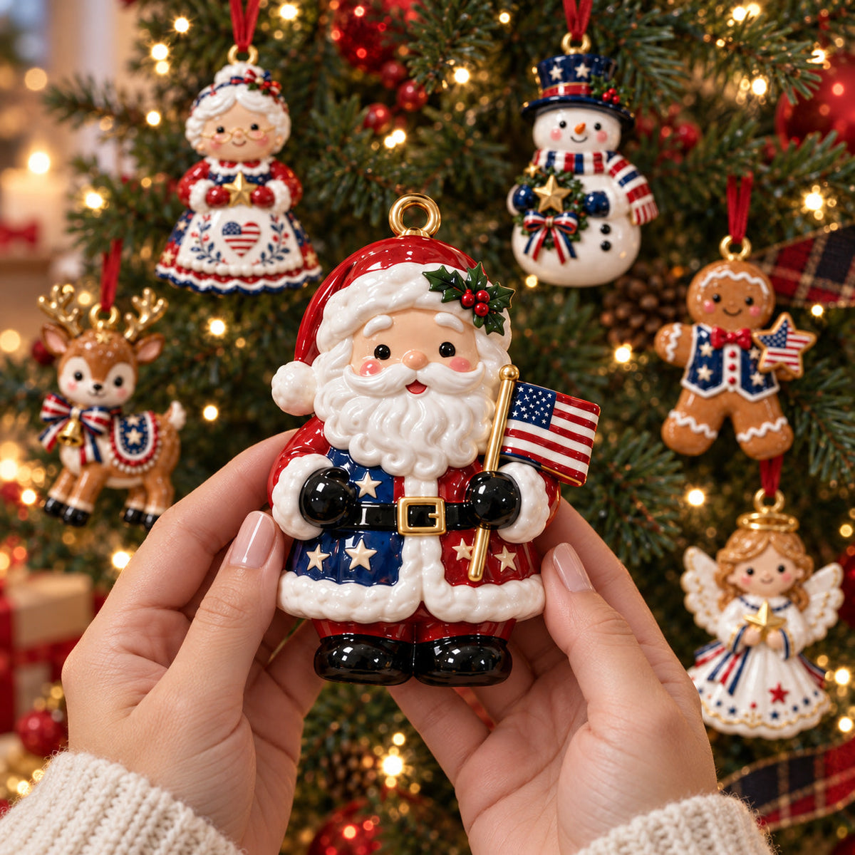 Patriotic Christmas Team Acrylic Ornament Gift Set NCU0HT158