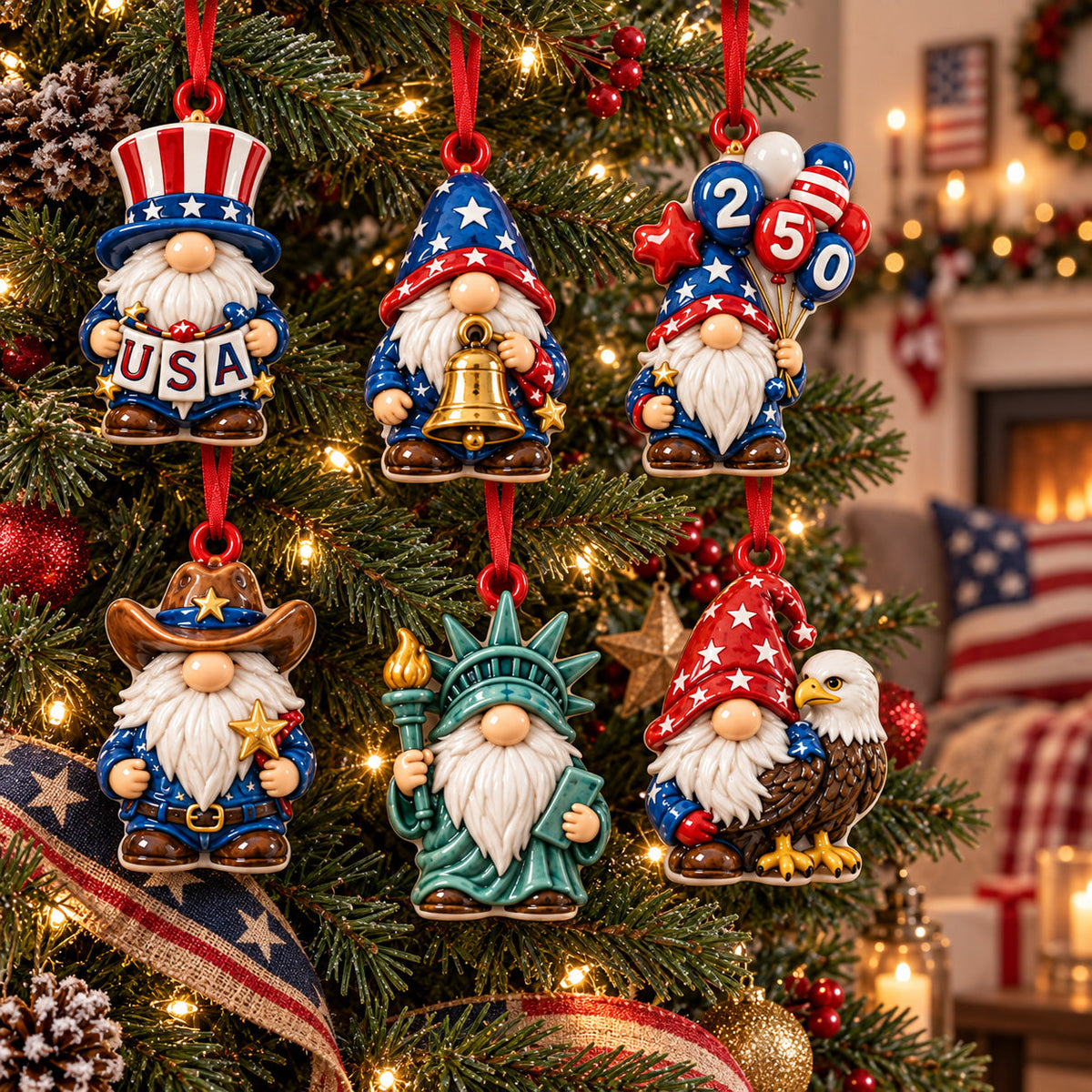 Patriotic Gnome Acrylic Ornament Gift Set NCU0HT159