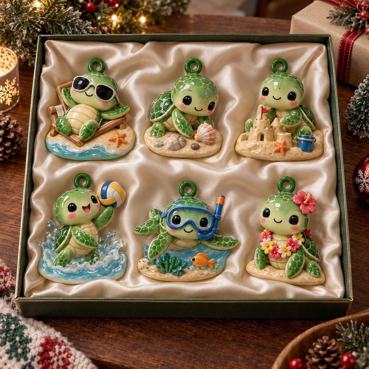 Sea Turtle Fun Beach Acrylic Ornament Gift Set NCU0HT163