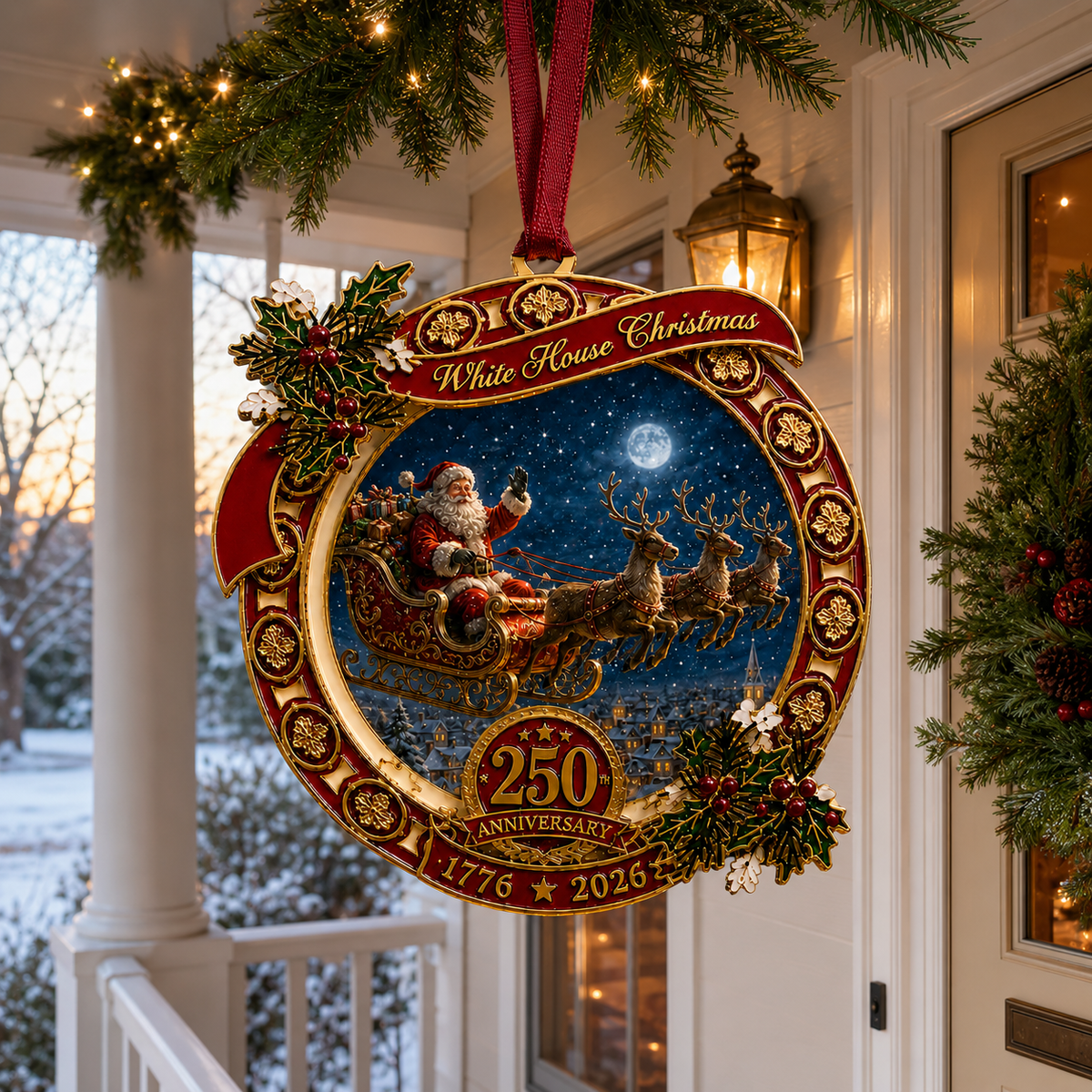 🎉250th Anniversary Edition Santa's Sleigh Scene Ornament