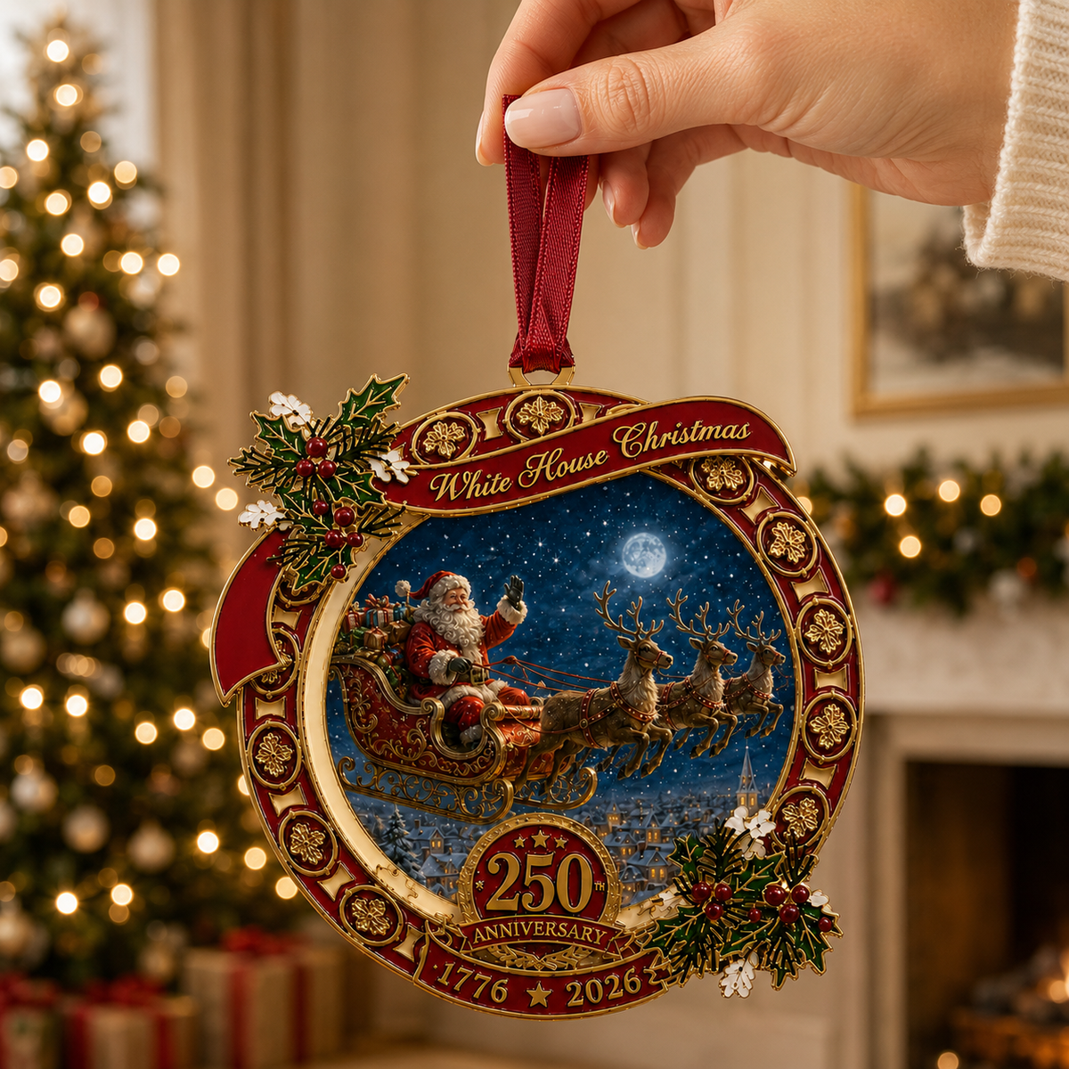 🎉250th Anniversary Edition Santa's Sleigh Scene Ornament