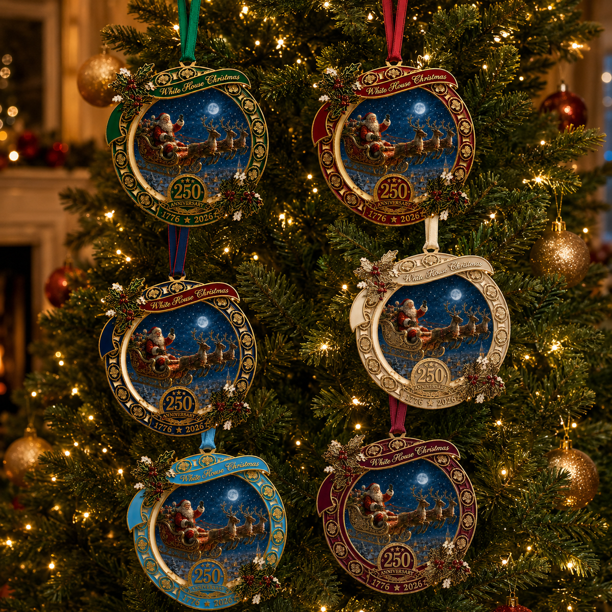 🎉250th Anniversary Edition Santa's Sleigh Scene Ornament